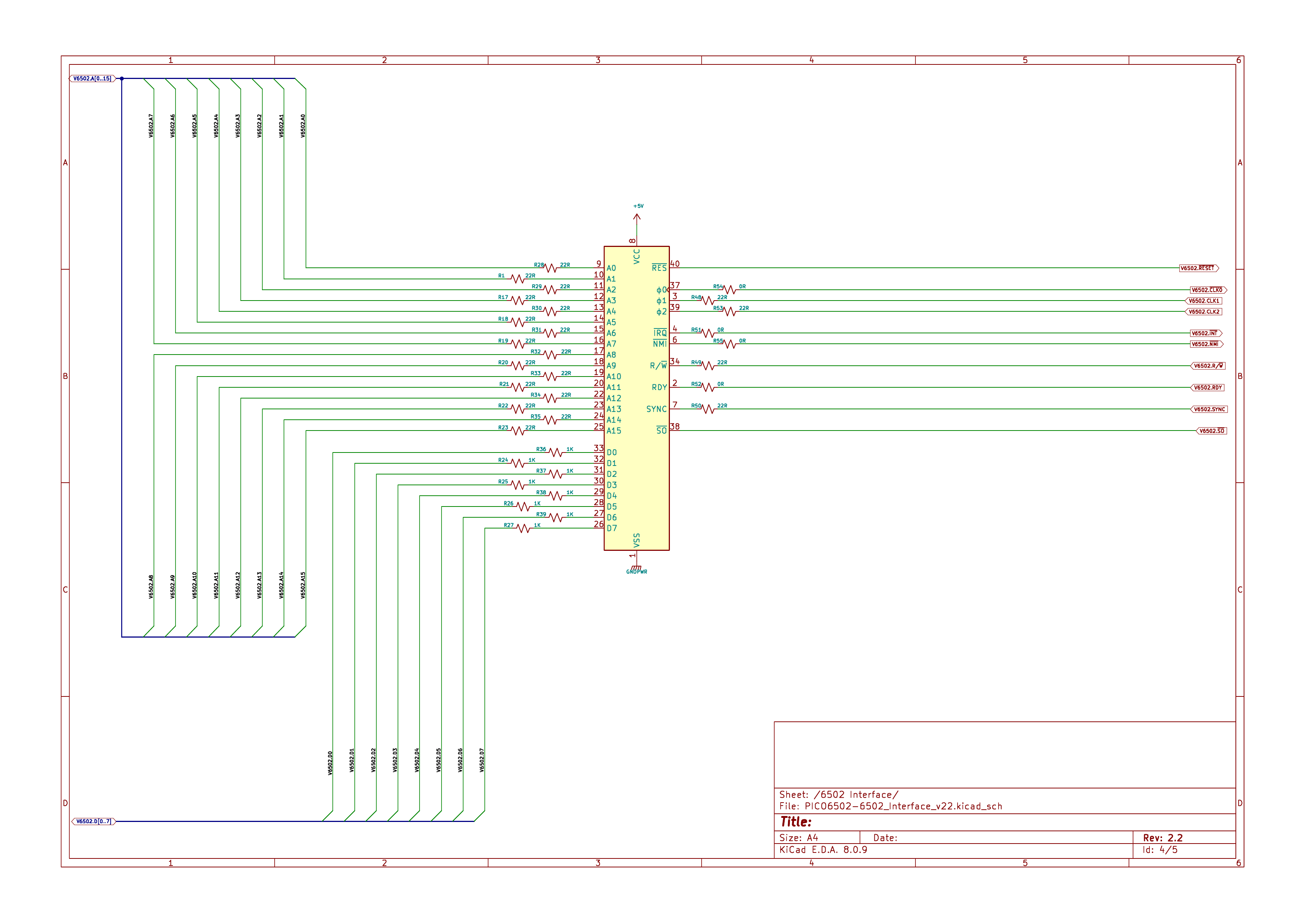 pico6502 Schematic Sheet 3 — 6502 Bus Interface