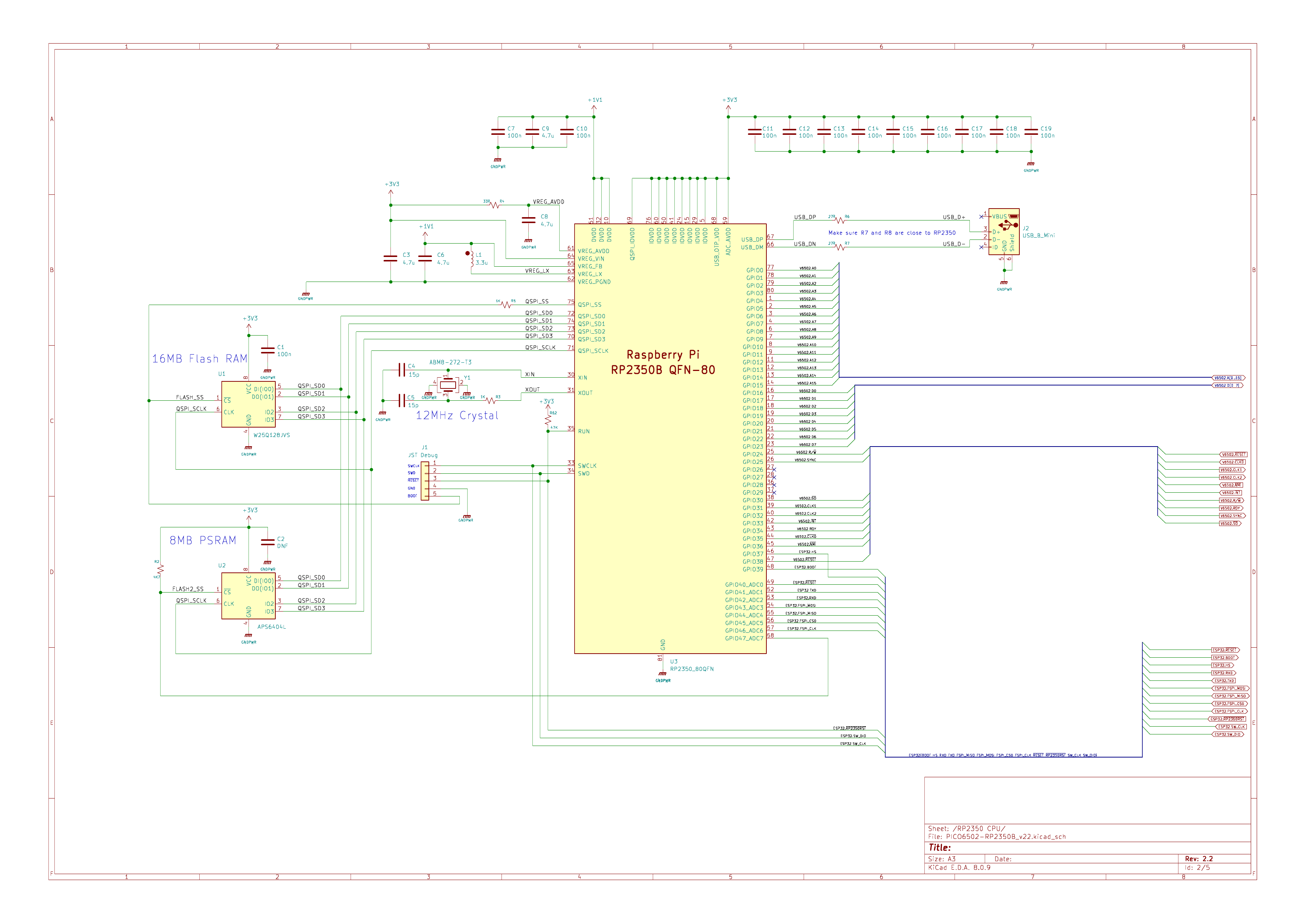 pico6502 Schematic Sheet 1 — RP2350B Processor