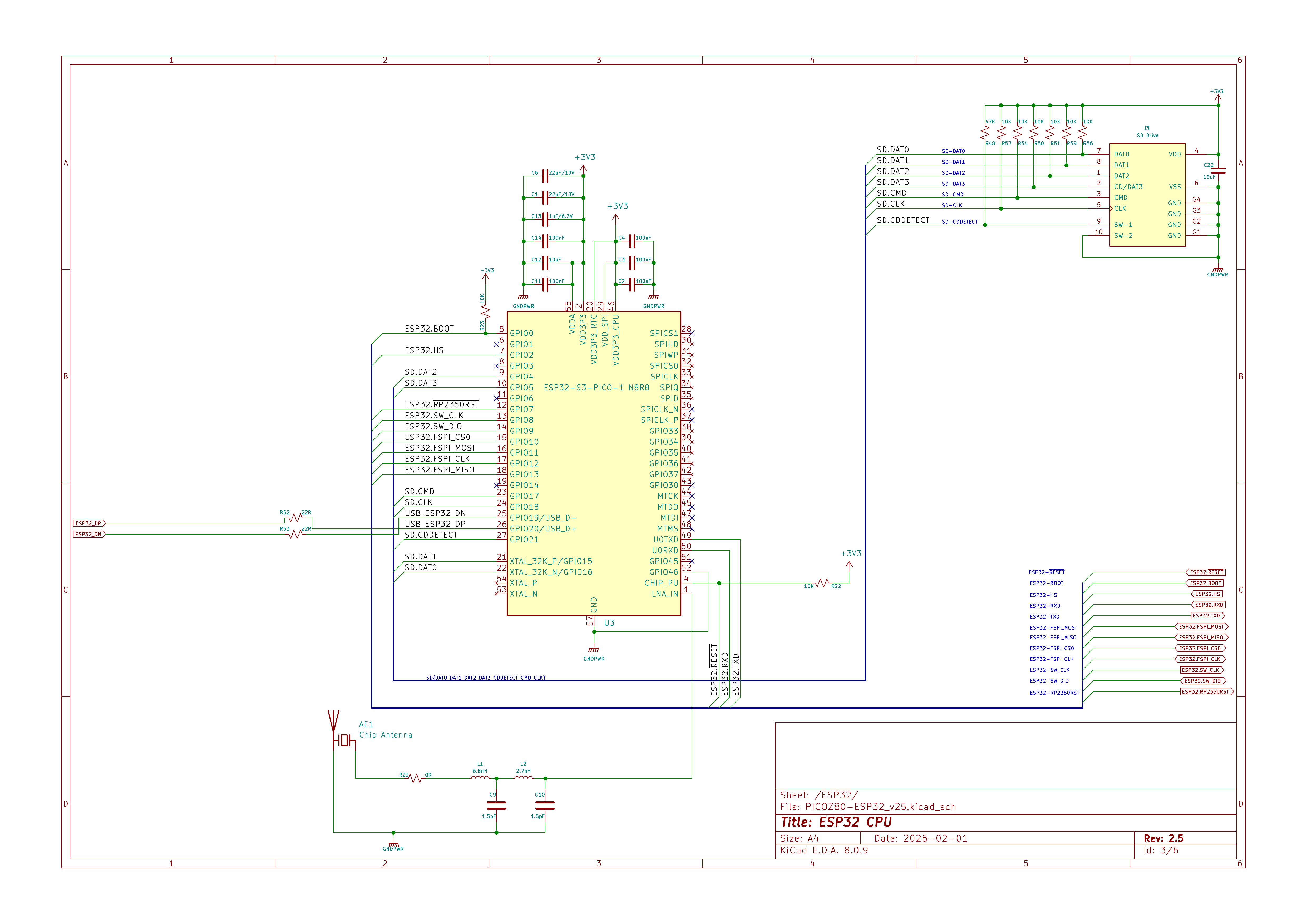 picoZ80 Schematic Sheet 2 — ESP32 Co-processor