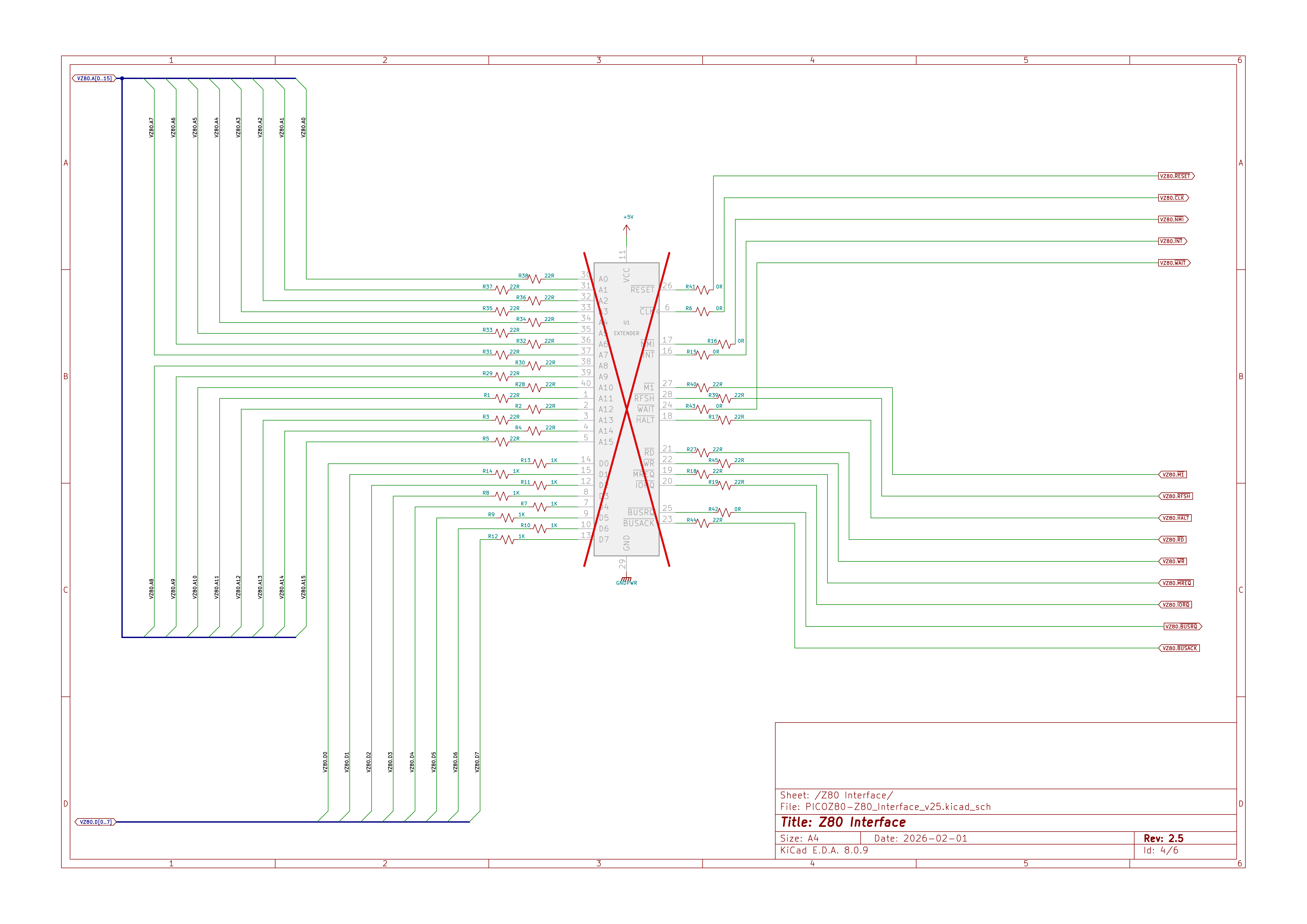 picoZ80 Schematic Sheet 3 — Z80 Bus Interface